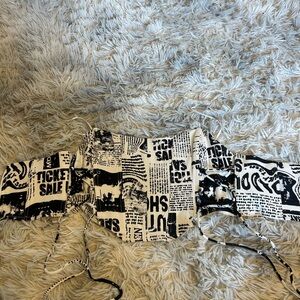 Garage Black and White Graphic Print Corset Top